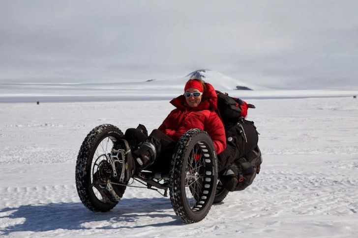 женщина на велосипеде мировой рекорд Антарктида Южный полюс